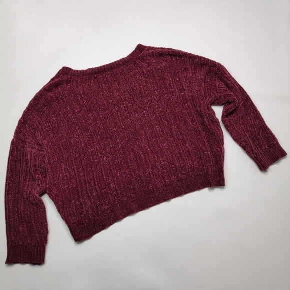 Wild Fable Chenille Crop Sweater Purple Burgundy L - Picture 4 of 7